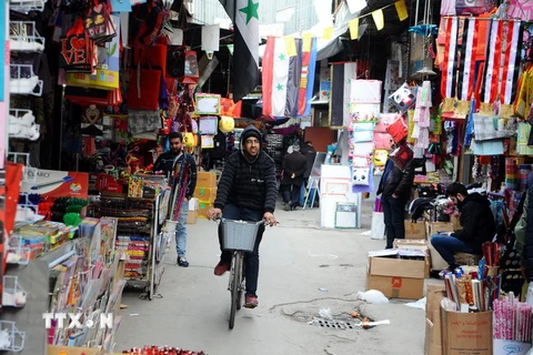 Quang cảnh một khu chợ ở Damascus, Syria ngày 26/2. (Nguồn: THX/TTXVN)