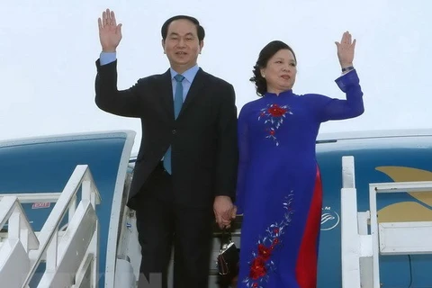 Chủ tịch nước Trần Đại Quang và Phu nhân. (Ảnh: Nhan Sáng/TTXVN)