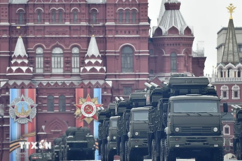 Hệ thống phòng thủ tên lửa Pantsir-S của Nga tại lễ diễu binh nhân Ngày Chiến thắng ở Moskva ngày 9/5/2017. (Nguồn: AFP/TTXVN)