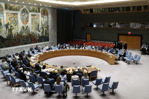Toàn ảnh một cuộc họp của Hội đồng Bảo an Liên hợp quốc tại New York, Mỹ. (Nguồn: THX/TTXVN)