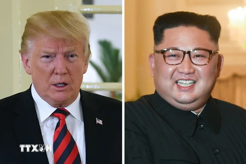 Nhà lãnh đạo Triều Tiên Kim Jong-un (phải) và Tổng thống Mỹ Donald Trump (trái). (Nguồn: AFP/TTXVN)