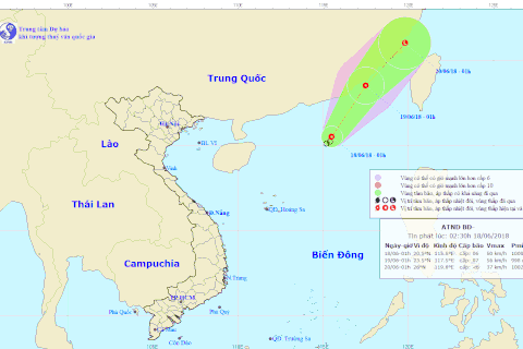 Vị trí và đường đi của áp thấp nhiệt đới. (Nguồn: khituongvietnam.gov.vn)