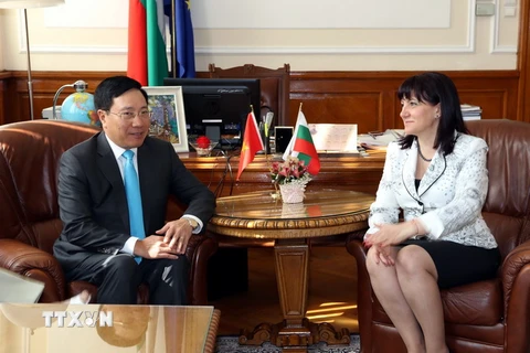 Phó Thủ tướng Phạm Bình Minh hội kiến Chủ tịch Quốc hội Bulgaria Tsveta Karayancheva. (Ảnh: Ngự Bình/TTXVN) 