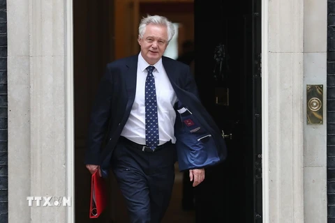 Ông David Davis rời khỏi cuộc họp nội các tại London ngày 5/6. (Nguồn: AFP/TTXVN)