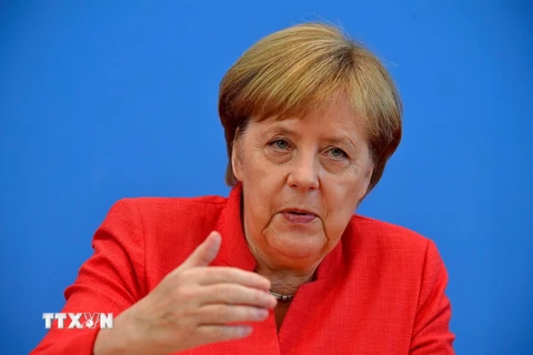 Thủ tướng Đức Angela Merkel phát biểu tại cuộc họp báo ở Berlin ngày 20/7. (Nguồn: AFP/TTXVN)