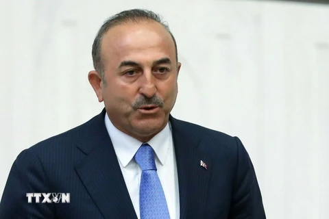 Ngoại trưởng Thổ Nhĩ Kỳ Mevlut Cavusoglu phát biểu tại Ankara ngày 10/7. (Nguồn: AFP/TTXVN)