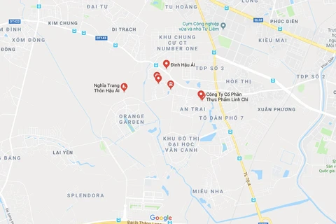 Khu vực xảy ra sự việc rò rỉ đường ống nước. (Nguồn: Google Maps) 