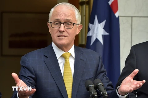 Thủ tướng Australia Malcolm Turnbull phát biểu tại cuộc họp báo ở Canberra ngày 23/8. (Nguồn: AFP/TTXVN)