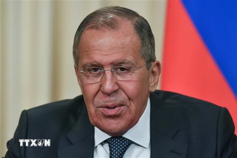 Ngoại trưởng Nga Sergey Lavrov phát biểu tại một cuộc họp báo ở Moskva. (Nguồn: AFP/TTXVN)
