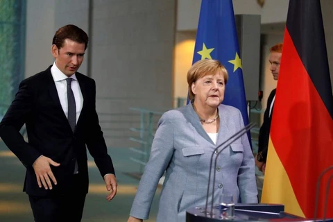 Thủ tướng Áo Sebastian Kurz và Thủ tướng Đức Angela Merkel. (Nguồn: Getty)
