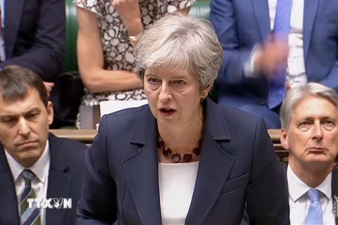 Thủ tướng Anh Theresa May phát biểu tại phiên họp Quốc hội ở London ngày 5/9. (Nguồn: AFP/TTXVN) 