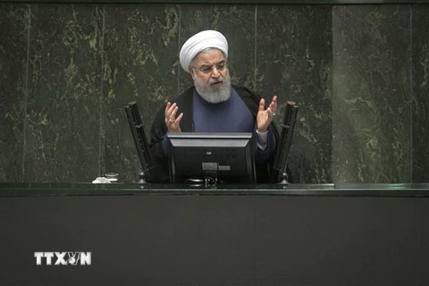 Tổng thống Iran Hassan Rouhani phát biểu tại Tehran ngày 28/8/2018. (Nguồn: THX/TTXVN)