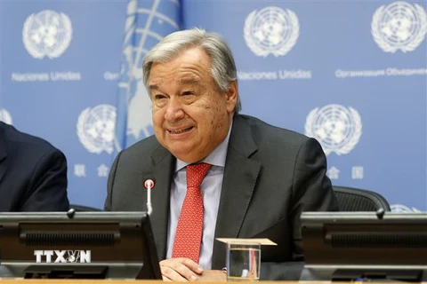 Tổng Thư ký Liên hợp quốc Antonio Guterres phát biểu tại cuộc họp báo ở New York, Mỹ ngày 20/9/2018. (Nguồn: THX/TTXVN)