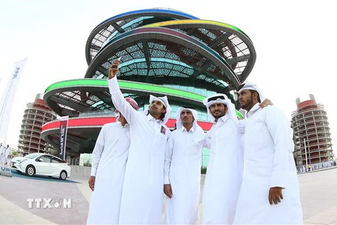 Quang cảnh bên ngoài sân vận động quốc tế Khalifa, được sửa chữa để phục vụ World Cup 2022, ở Doha, Qatar. (Nguồn: AFP/TTXVN) 