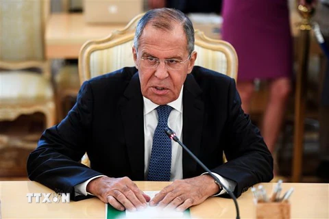 Ngoại trưởng Nga Sergei Lavrov trong một cuộc họp tại thủ đô Moskva. (Nguồn: AFP/TTXVN) 