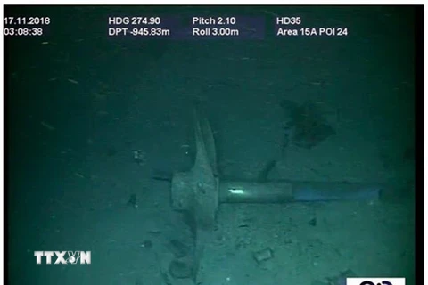 Mảnh vỡ tàu ngầm ARA San Juan ở độ sâu 800 mét, tại khu vực ngoài khơi Bán đảo Valdes của vùng Patagonia trên Đại Tây Dương, ngày 17/11/2018. (Nguồn: AFP/TTXVN) 