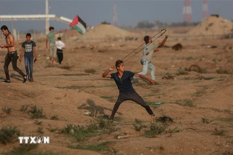 Người biểu tình Palestine xung đột với binh sỹ Israel tại khu vực biên giới phía đông dải Gaza ngày 9/11. (Nguồn: THX/TTXVN) 