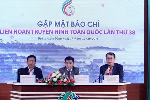 Quang cảnh buổi họp báo. (Nguồn: lienhoantruyenhinh.vtv.vn) 