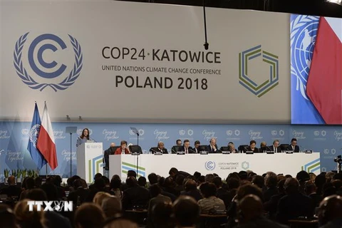 Các đại biểu tại Hội nghị Liên hợp quốc về biến đổi khí hậu năm 2018 (COP24) ở thành phố Katowice, Ba Lan, ngày 4/12/2018. (Nguồn: THX/TTXVN) 
