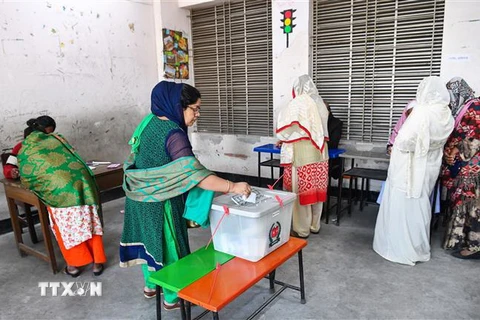 Cử tri bỏ phiếu tại một điểm bỏ phiếu ở Dhaka, Bangladesh, trong cuộc tổng tuyển cử ngày 30/12/2018. (Nguồn: AFP/TTXVN) 