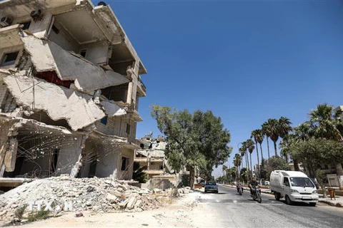 Cảnh đổ nát sau các cuộc xung đột ở Syria. (Nguồn: AFP/TTXVN) 