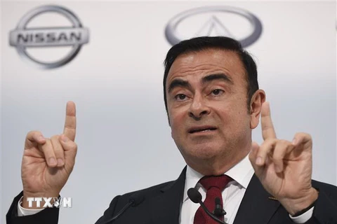 Ông Carlos Ghosn, khi giữ chức Chủ tịch Nissan, trong cuộc họp báo tại Yokohama, Nhật Bản ngày 13/5/2015. (Nguồn: AFP/TTXVN) 