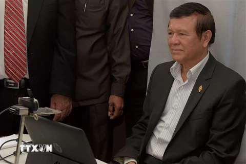 Cựu Chủ tịch đảng Cứu nguy dân tộc (CNRP) đối lập Campuchia Kem Sokha tại thủ đô Phnom Penh ngày 5/10/2016. (Nguồn: AFP/TTXVN) 