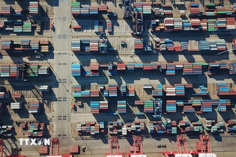 Quang cảnh cảng hàng hóa tại Liên Vân Cảng, tỉnh Giang Tô, miền đông Trung Quốc, ngày 12/1/2018. (Nguồn: THX/TTXVN) 