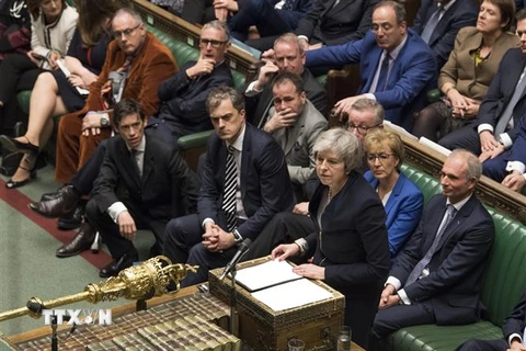Thủ tướng Anh Theresa May phát biểu tại phiên họp Hạ viện ở thủ đô London ngày 15/1. (Nguồn: AFP/TTXVN) 
