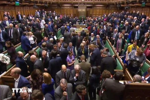 Toàn cảnh phiên họp bỏ phiếu của Hạ viện Anh về thỏa thuận Brexit đạt được giữa Chính phủ và Liên minh châu Âu (EU), tại London ngày 15/1/2019. (Nguồn: AFP/TTXVN) 
