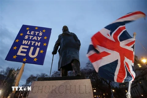 Những người ủng hộ và phản đối Brexit tuần hành bên ngoài Hạ viện Anh tại thủ đô London, ngày 15/1/2019. (Nguồn: THX/ TTXVN) 