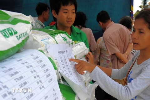 Một đại lý gạo ở PhnomPenh, Campuchia. (Nguồn: AFP/TTXVN) 