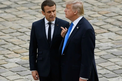 Tổng thống Pháp Macron và Tổng thống Mỹ Donald Trump. (Nguồn: AFP) 
