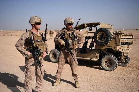 Binh sỹ Mỹ làm nhiệm vụ tại căn cứ quân sự Shorab, Lashkar Gah, tỉnh Helmand, Afghanistan. (Nguồn: AFP/TTXVN) 