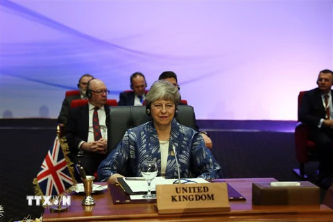 Thủ tướng Anh Theresa May tại Hội nghị thượng đỉnh Liên minh châu Âu-Liên đoàn Arab (EU-AL) ở Sharm el-Sheikh, Ai Cập ngày 24/2. (Nguồn: THX/TTXVN) 