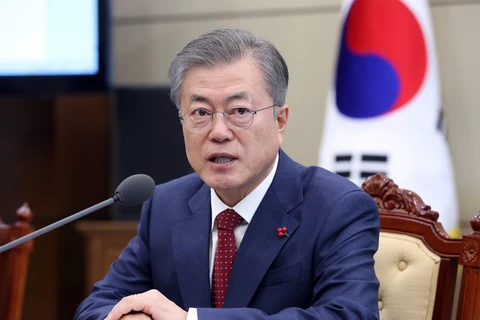 Tổng thống Hàn Quốc Moon Jae-in phát biểu trong cuộc họp tại Seoul, ngày 28/1/2019. (Nguồn: Yonhap/ TTXVN) 