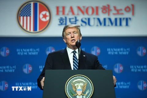Hình ảnh buổi họp báo sau Hội nghị thượng đỉnh Mỹ-Triều lần hai