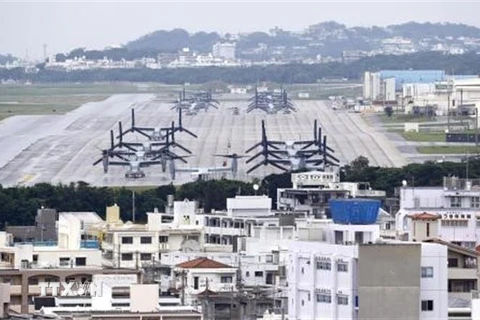 Căn cứ không quân Futenma của Lực lượng lính thủy đánh bộ Mỹ tại tỉnh Okinawa, Nhật Bản. (Nguồn: Kyodo/TTXVN) 
