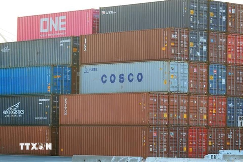 Hàng hóa Trung Quốc tại cảng Long Beach, Los Angeles, Mỹ tháng 8/2018. (Nguồn: THX/TTXVN) 
