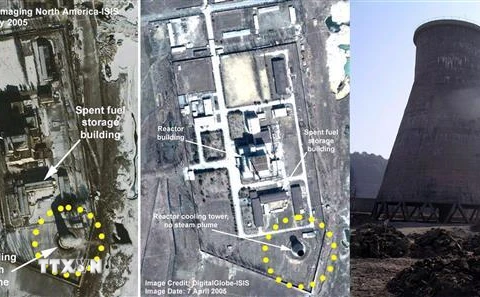 Hình ảnh vệ tinh chụp cơ sở hạt nhân Yongbyon, cách thủ đô Bình Nhưỡng của Triều Tiên 100km về phía bắc, ngày 27/6/2008. (Nguồn: EPA/TTXVN) 