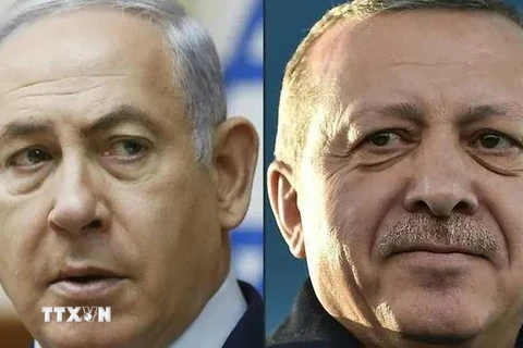 Tổng thống Thổ Nhĩ Kỳ Tayyip Erdogan (phải) và Thủ tướng Israel Benjamin Netanyahu. (Nguồn: AFP) 