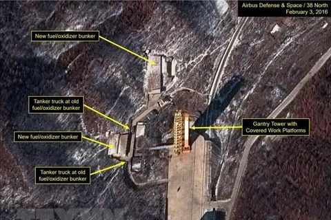 Bãi phóng vệ tinh Dongchang-ri tại Cholsan, tỉnh Bắc Pyongan, Triều Tiên. (Nguồn: Yonhap/TTXVN) 