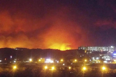 Hỏa hoạn nghiêm trọng xảy ra tại thị trấn biên giới Goseong. (Nguồn: moreechampion.com.au) 