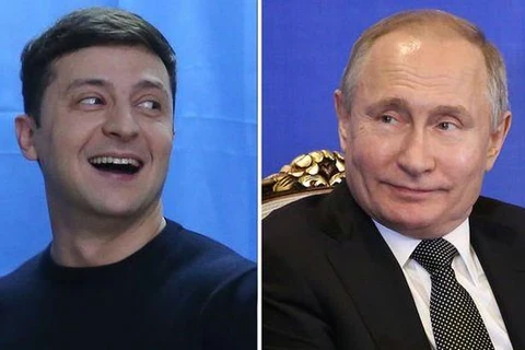 Tổng thống Nga Vladimir Putin và Tổng thống đắc cử Ukraine Volodymyr Zelenskiy. (Nguồn: Daily Express) 