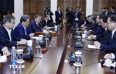 Toàn cảnh một cuộc họp Hội đồng An ninh quốc gia Hàn Quốc ở thủ đô Seoul. (Nguồn: Yonhap/TTXVN) 