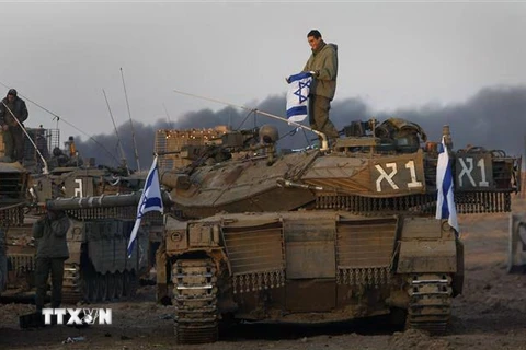 Binh sỹ Israel được triển khai tại khu vực gần biên giới Israel và Dải Gaza. (Nguồn: AFP/TTXVN) 