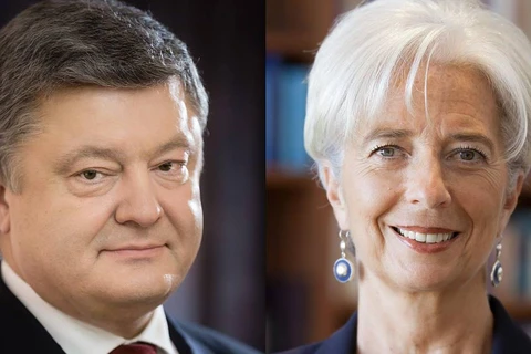 Tổng thống Ukraine Petro Poroshenko và Tổng Giám đốc Quỹ Tiền tệ quốc tế (IMF) Christine Lagarde. (Nguồn: Interfax-Ukraine) 