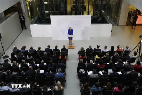 Thủ tướng Anh Theresa May trong bài phát biểu tại trung tâm London ngày 21/5/2019. (Nguồn: AFP/TTXVN) 