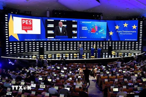 Ứng viên cho chức Chủ tịch Ủy ban châu Âu, thành viên Liên minh Tự do và Dân chủ cho châu Âu (ALDE) Margrethe Vestager phát biểu sau khi kết quả bầu cử sơ bộ Nghị viện châu Âu được công bố tại Brussels, Bỉ tối 26/5/2019. (Nguồn: AFP/TTXVN) 