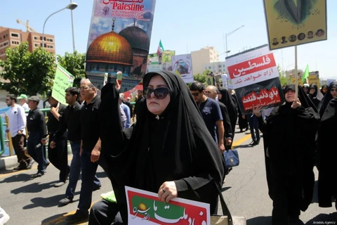 Người Iran biểu tình nhân Ngày Al-Quds để ủng hộ người Palestine vào ngày 8/6/2018. (Nguồn: Anadolu Agency) 